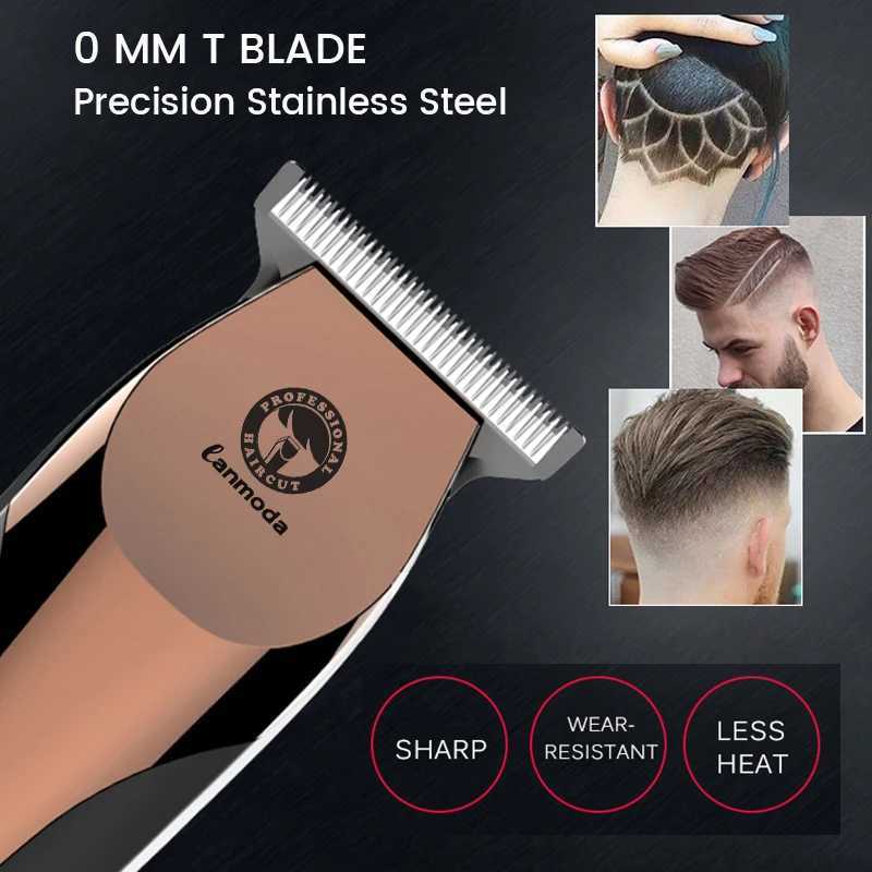 Lanmoda Electric Hair Trimmer 0mm Zero Gapped Carving Clipper Detailer Barber Professional Cordless Finish Hair Cutting Machine S2562