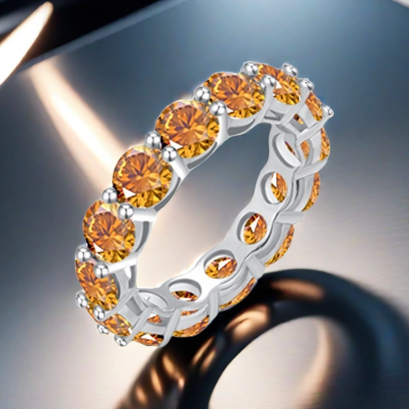 S925 sterling silver full circle 0.5CT colorful Moissanite fashionable artificial diamond band ring Fashionable individual best-selling style jewelry 