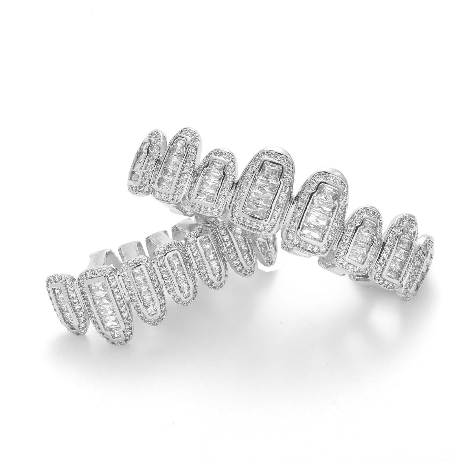 Meisas New Hip Hop Decoration Eight Teeth Bracelets Micro Inlaid with T-shaped Moissanite Sharp Teeth Gold Teeth Trendy Hip Hop Jewelry moissanite