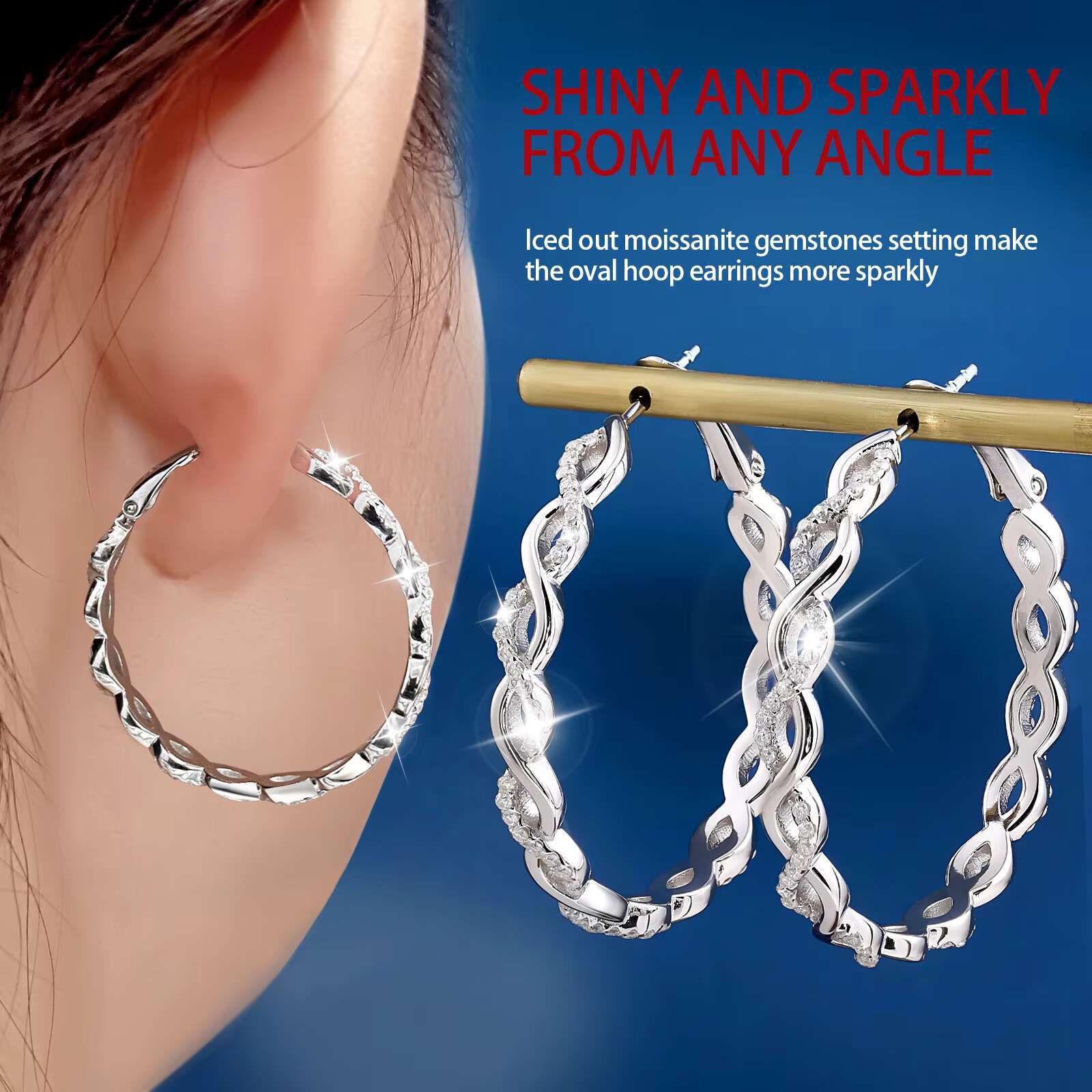 New Design Discount Price Moissanite Earrings 925 Sterling Silver Women