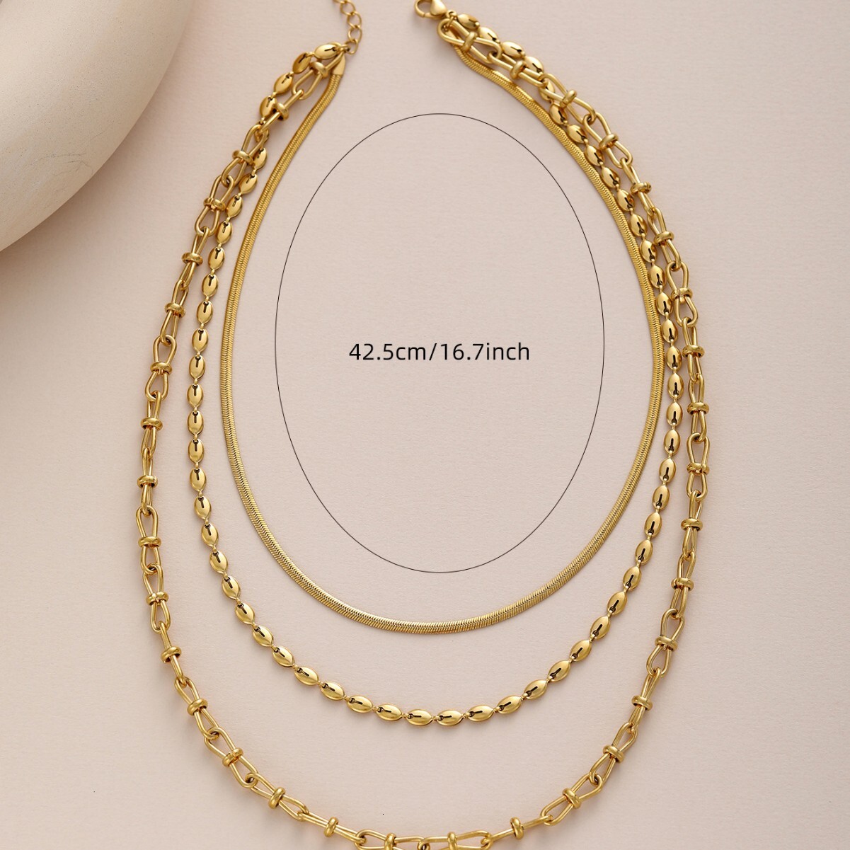 Stainless Steel Color-Retaining Chain Multiple Plain Chains Layered Design High-End Necklace Multi-Layer Chic Personality Style