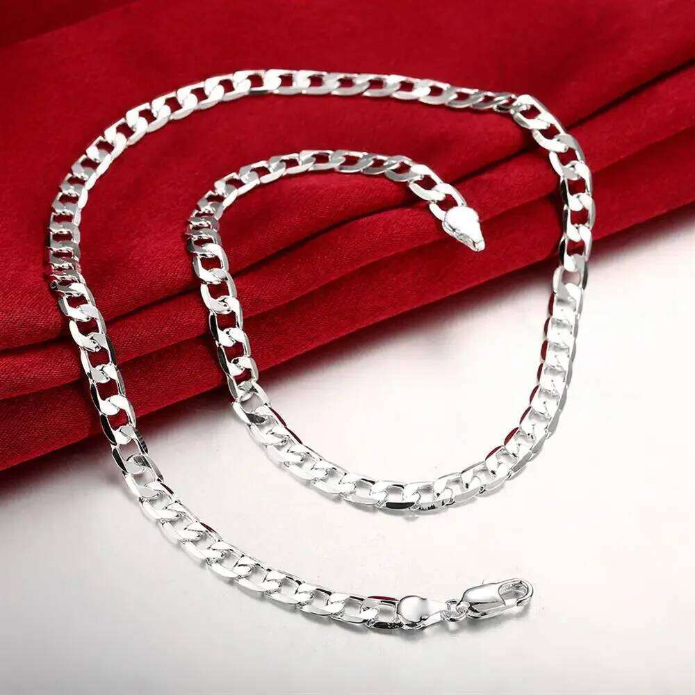 Special Offer Sterling Sier Classic 6Mm Geometry Chain Bracelet Necklaces Jewelry Sets For Women Fashion Party Wedding