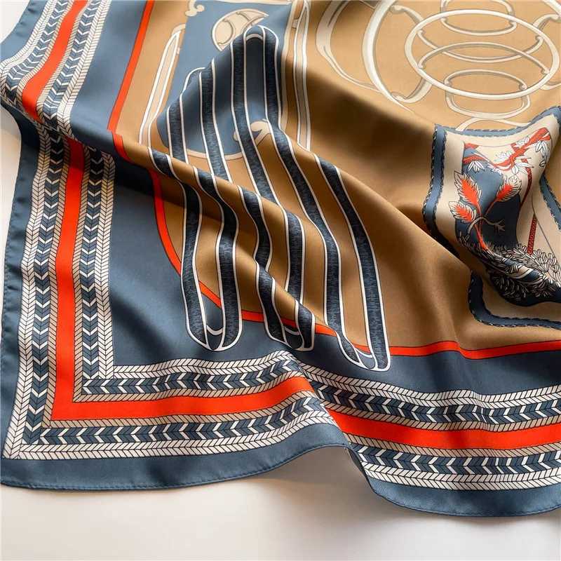 Europe America Versatile Shawl Hijab Hairband Headband Neckerchief Shawl Bandanna 90X90cm Luxury Brand Flowers Print Silk Scarf W250602