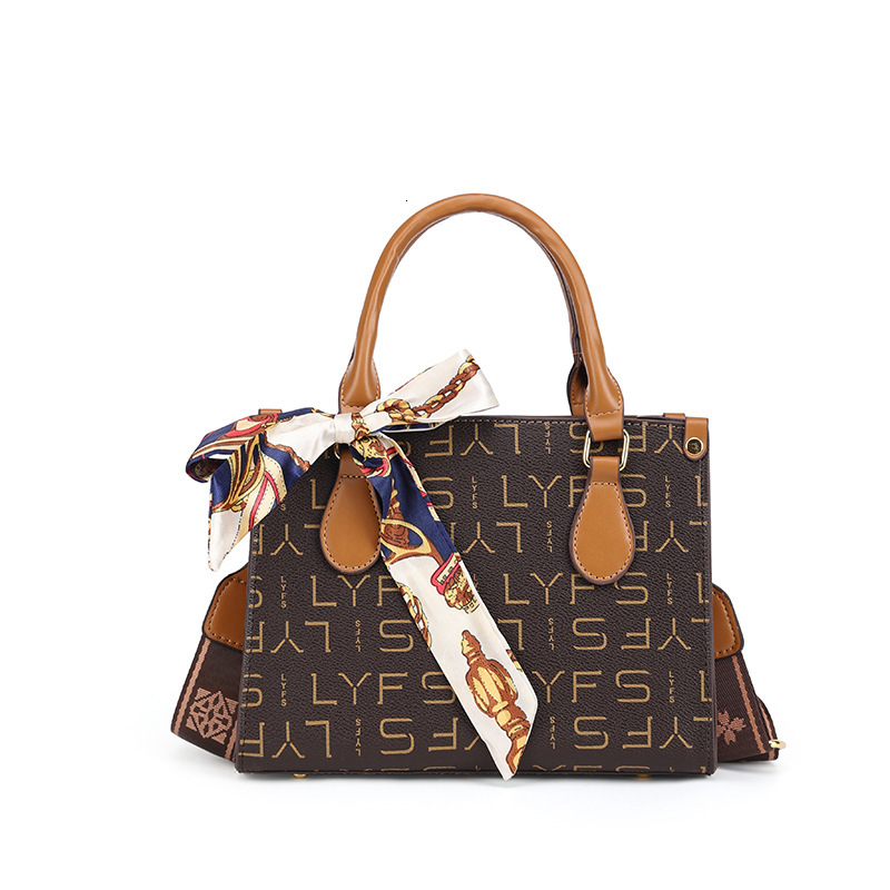 Top Brand High Quality New Style New Style Vintage Floral Tote Bag Fashion Letter Scarf Color-Block Shoulder Handbag Boutique Bag New Free Delivery De