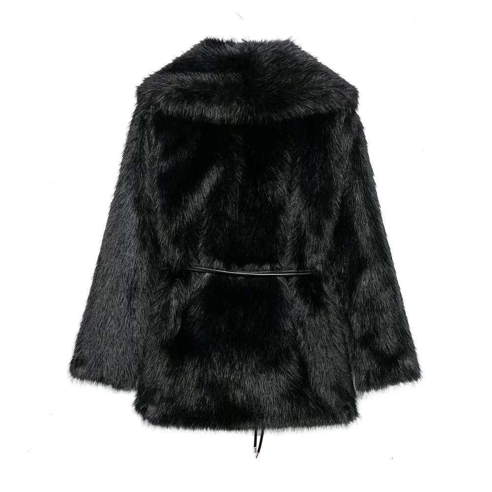 Zach Ailsa Women's Belt Decoration Collar Solid Color Medium Autumn/Winter New Long Sleeve Loose Coat