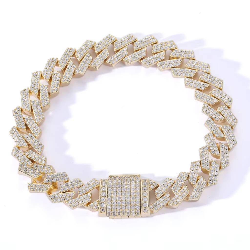 12mm Platinum Women's Hip Hop Jewelry Cuban Chain Fork Necklace Bracelet