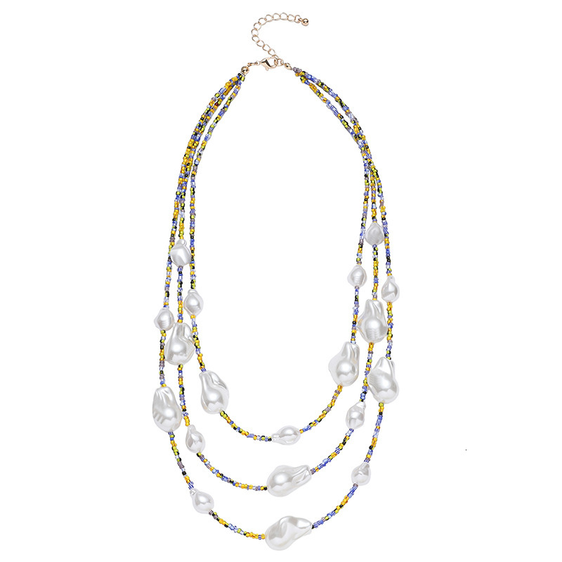 Multi layer sweater collarbone chain irregular Baroque shaped pearl necklace