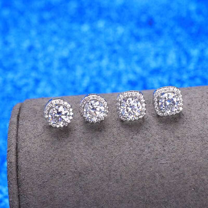 Merryshine Wholesale Women 925 Sterling Silver Gra Diamond Moissanite Studs Earrings