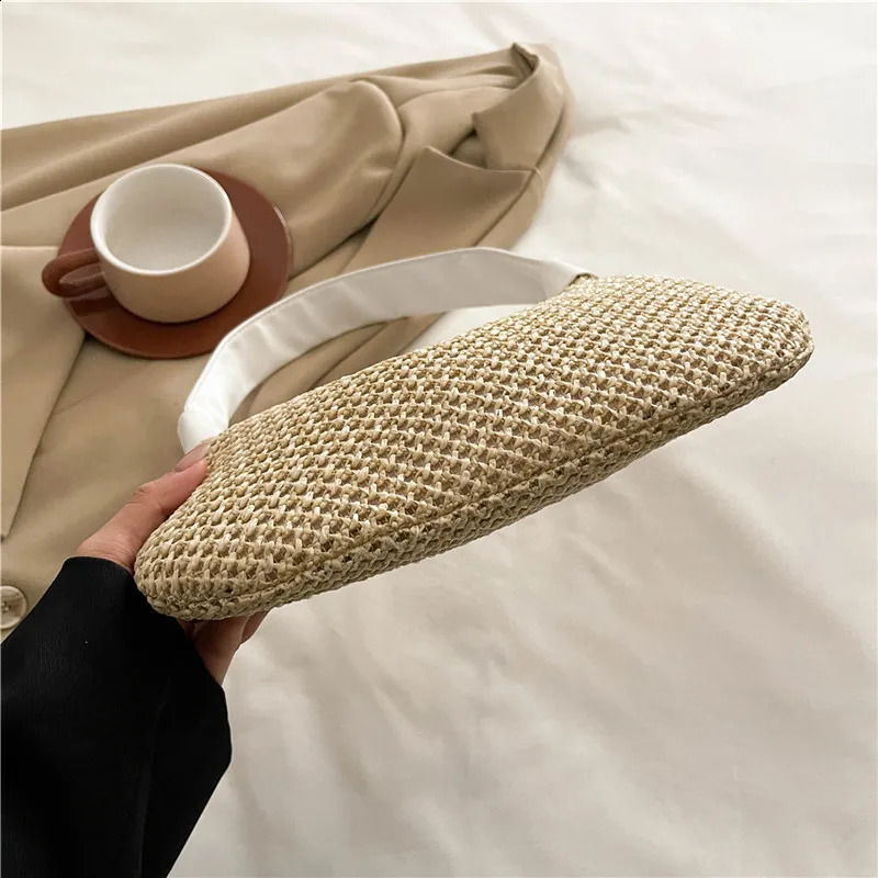 Women Straw Shoulder Bag Large Capacity Straw Dumpling Bag Weaving Tote Handbag Beach Woven Tote Bag Ladies Summer Daily Bag 250530
