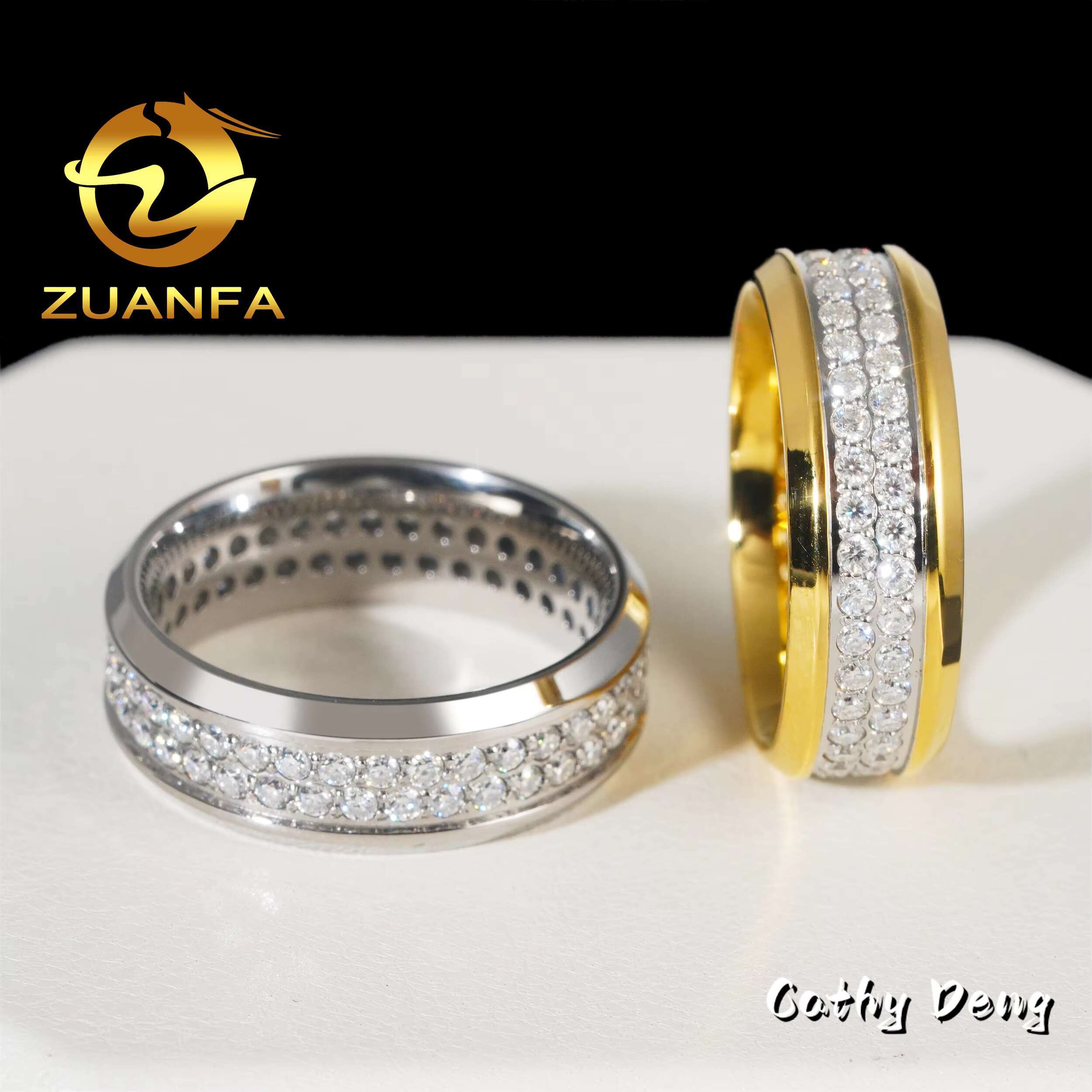 New Arrival Rapper Jewelry 316L Stainless Steel Hip Hop Ring Ice Out Moissanite Men Ring Cuban Ring Wedding Anniversary Gift