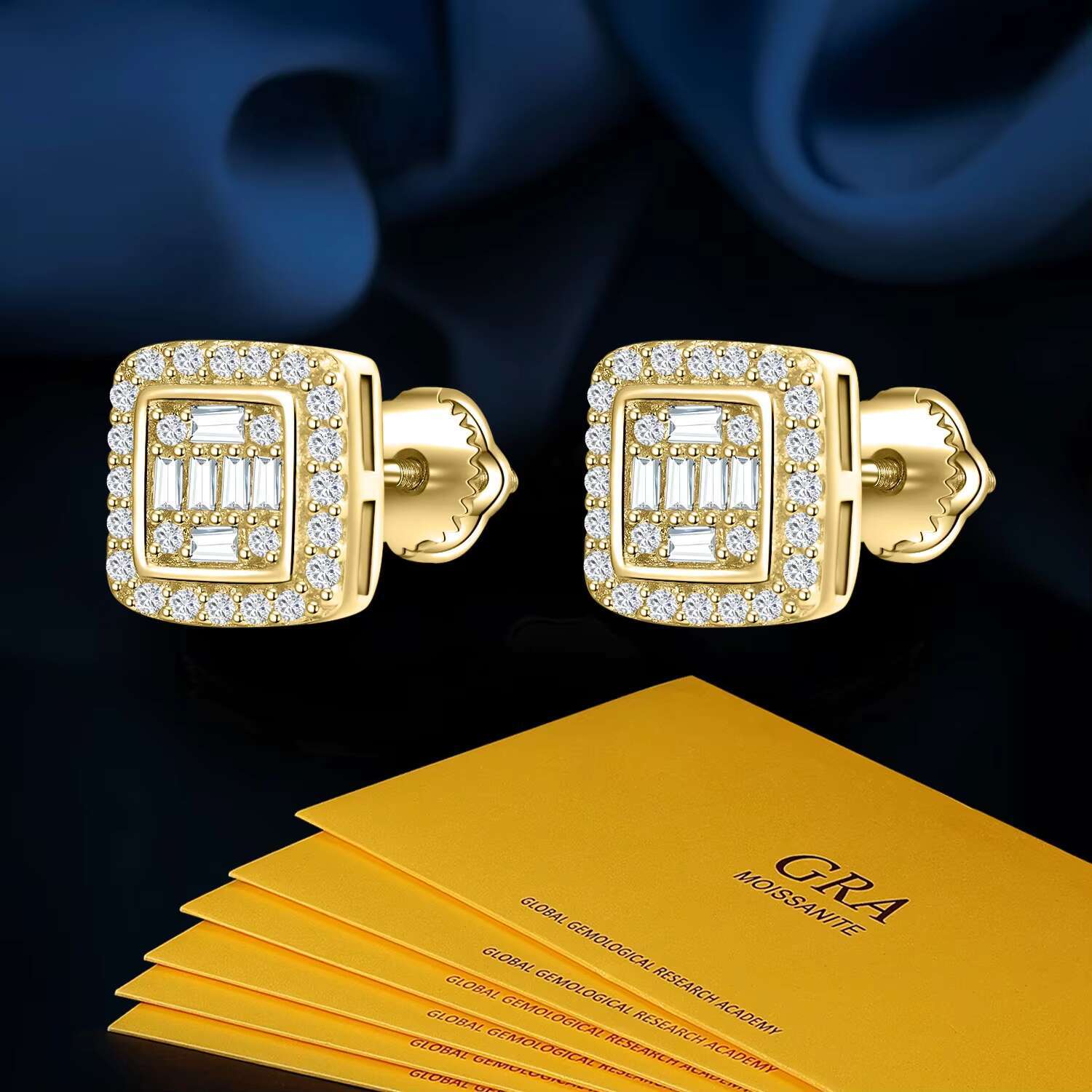 Womens Mens 14K White Gold Iced Out VVS Moissanite Earrings Hip Hop Jewelry Geometric Stud Earrings