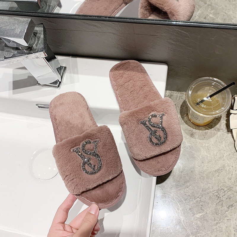 Winter New Fashion Style Women Fleece Lined Slippers Indoor Outdoor Crystal Embellished Flat Warm House Shoes Free Shipping