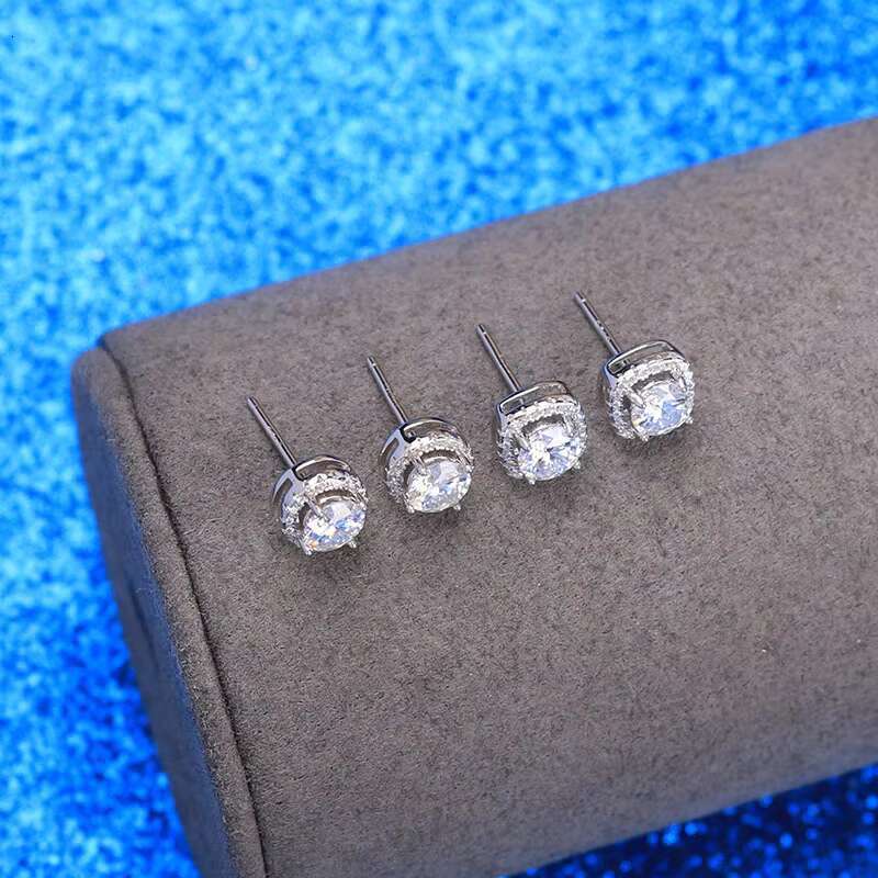 Merryshine Wholesale Women 925 Sterling Silver Gra Diamond Moissanite Studs Earrings
