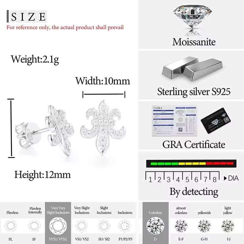New Arrival D Color Moissanite Iris Stud Earring Hoop Wedding Jewelry Gifts For Women