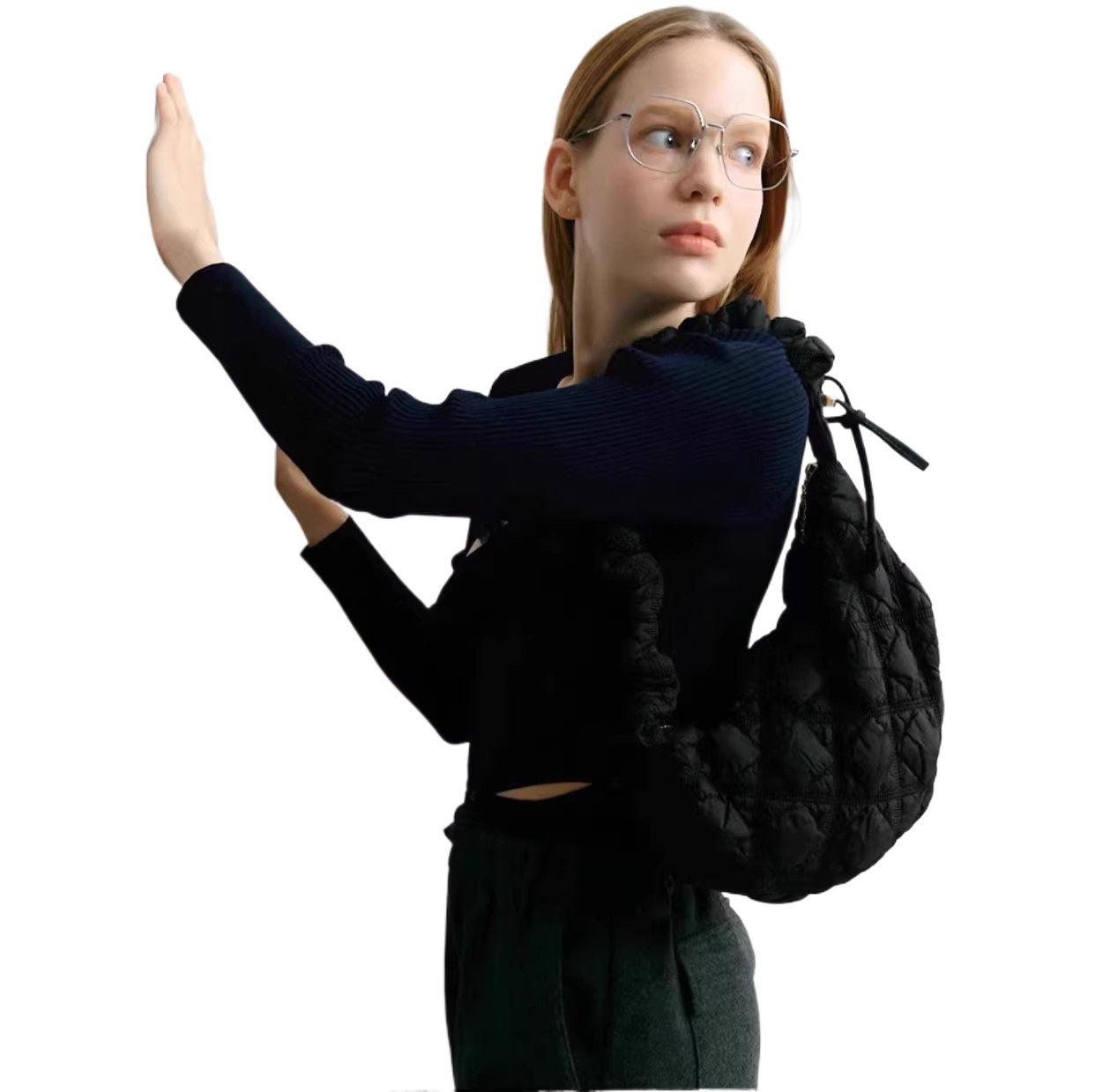 designer Niche Lightweight Soft Korean Cloud Bag Bubble Pleated Down Bag Underarm Drawstring Single Shoulder Crossbody Dumpling Bag