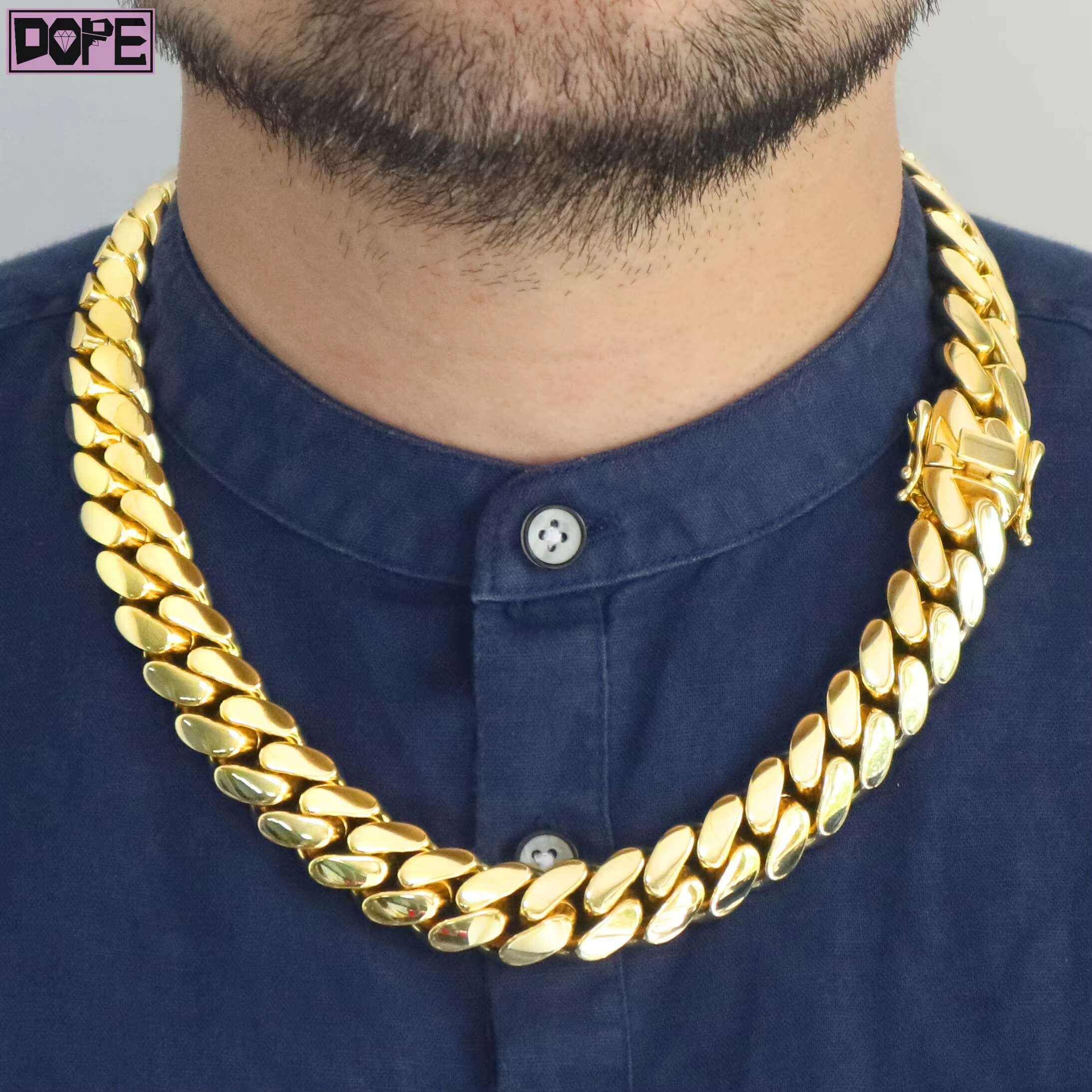 High Quality Iced Out 18K Gold Plated 12mm Hiphop Miami Cuban Necklace 925 Sterling Silver Charming Cuban Chain