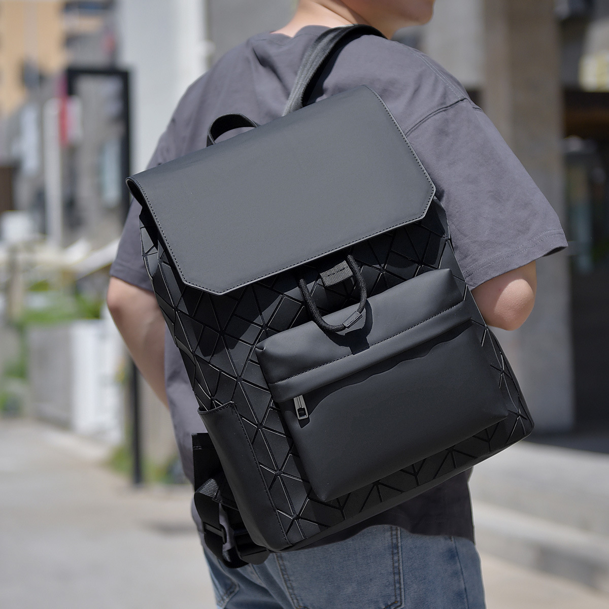 Free Shipping Outdoors Textured Backpack For Men Designer Bag Quilted Laser Reflective Student School Bag Large Capacity Commuter Laptop Backpack Whol