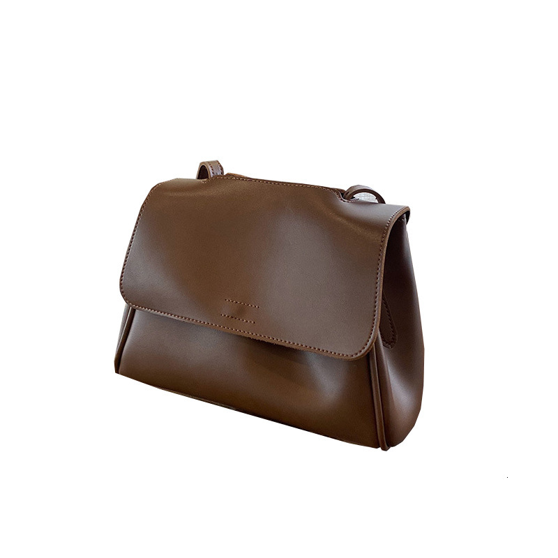 designer Rich Dark Brown Korean INS New 2025 Summer Flap Bag Elegant Commuter PU Bag Women's Shoulder Crossbody Bag