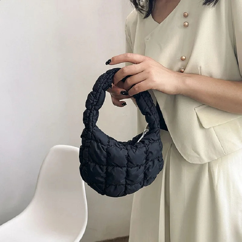 Mini Cloud Pleated Bags for Women Casual Quilted Handbag Nylon Padded Handle Bags Soft Puffy Bag Underarm Bag 250530