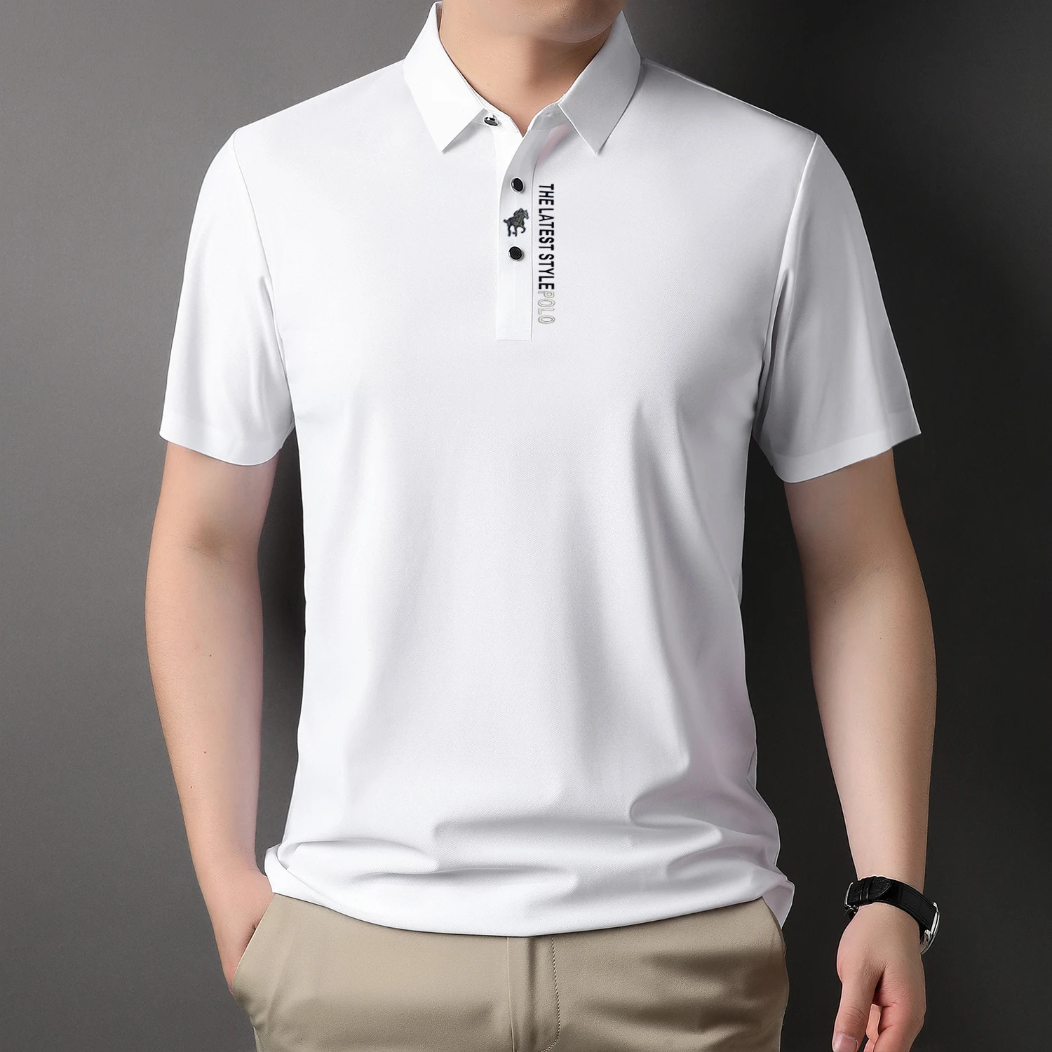 Polo Shirt Short Sleeve Summer Fashion Embroidery Business Casual Cool Feeling Ice Silk Breathable Shirt Men Clothing 250529