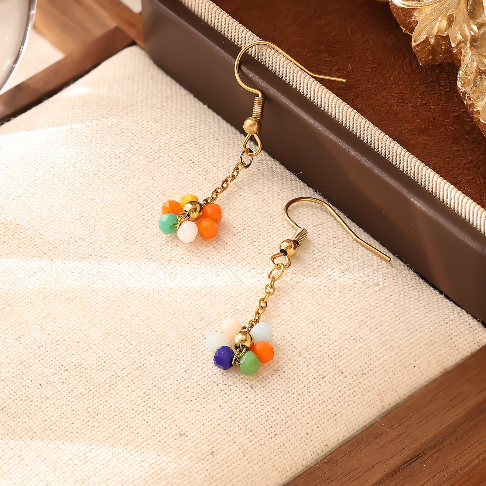 Seed Bead Flower Cat Paw Earring Set for Women Trendy Personality Heart Ear Clip Jewelry