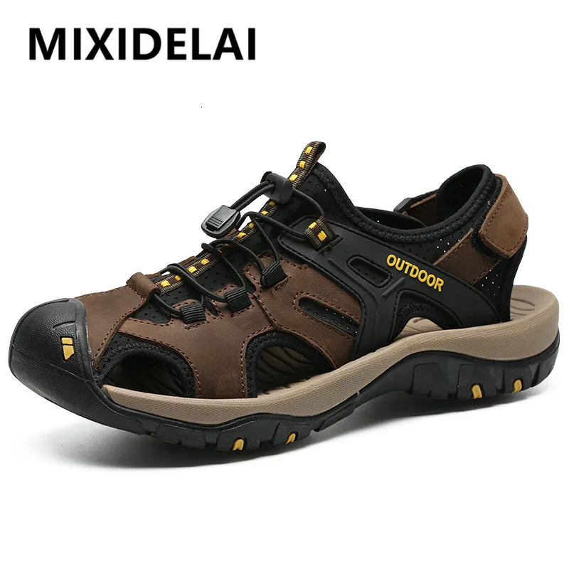 Summer Mens Sandals Outdoor Non-slip Mens Beach Sandals Handmade Genuine Leather Mens Shoes Fashion Men Sneakers 250530