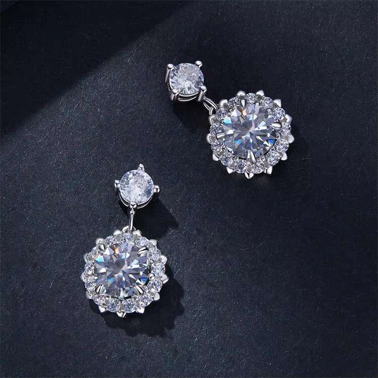 Custom Wholesale Formal Party High End Earring Unique Heavy Moissanite Luxury Jewelry Women Wedding Silver 925 Stud Earrings