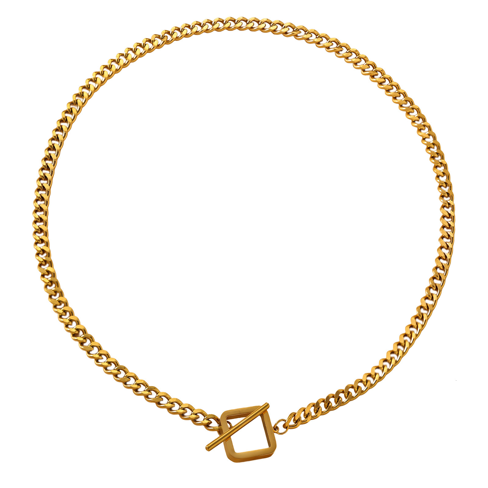 Stainless Six-Sided Polished for Men Trendy Bold Cuban Chain Hip-Hop Titanium Steel Necklace