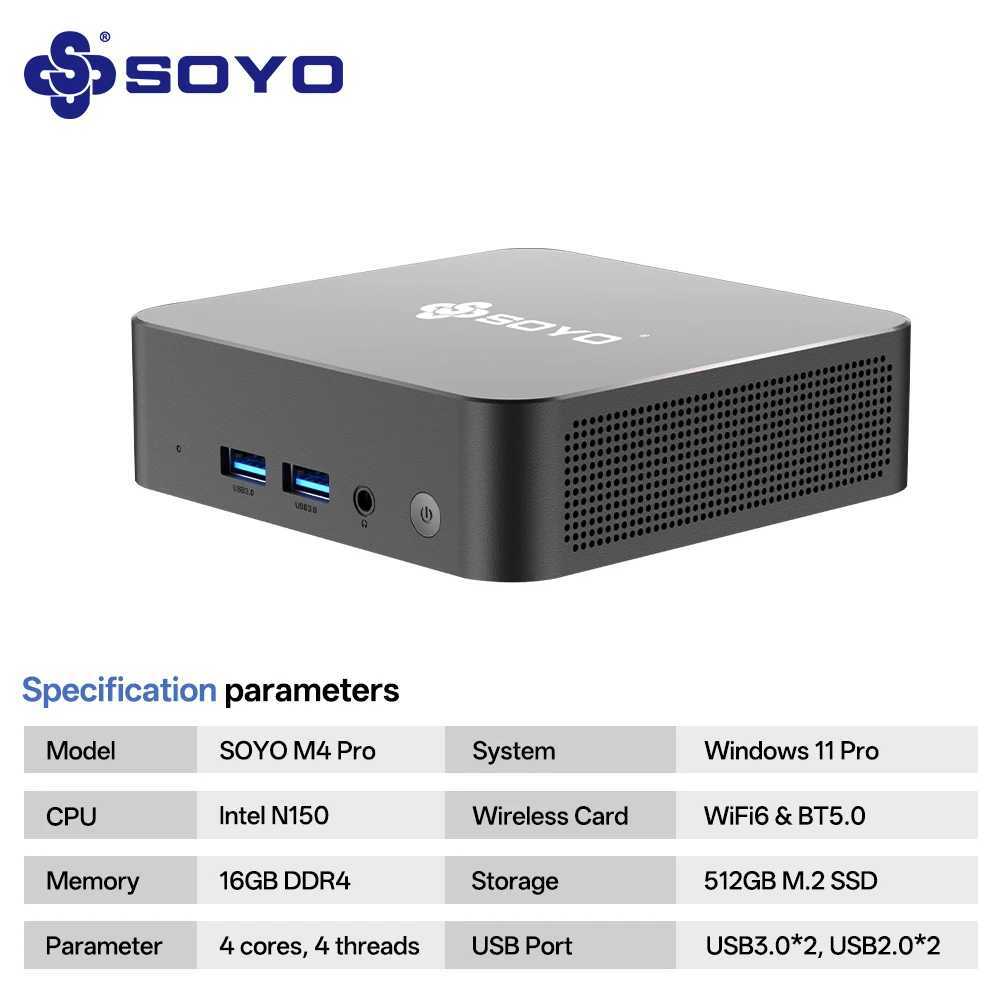 SOYO M4 Pro Mini PC Intel Alder Lake N150 M4 Plus N95 CPU 16GB 512GB M2 Plus N100 8GB DDR4 128GB Portable Mini PC X250602