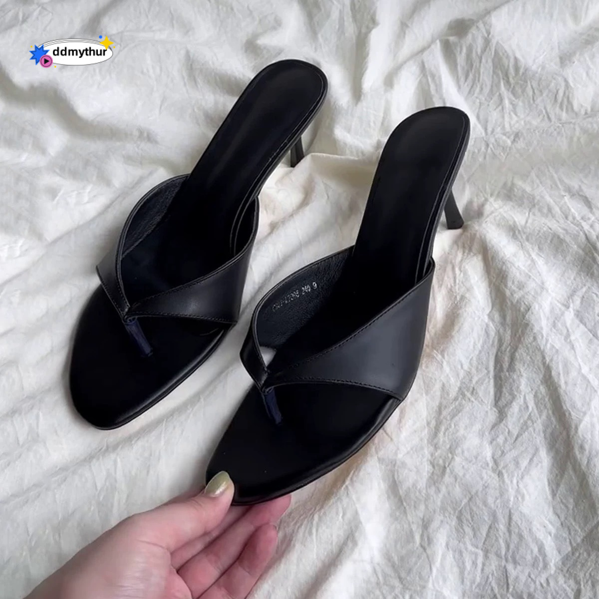 Cowhide Version ~ French Minimalist Style Toe Post for Women Outdoor 2025 Summer New High Heel Stiletto Sandals ddmythur