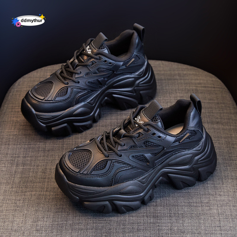 European Style Dad Sneakers for Women Summer 2025 New Thick Sole Height Increasing Versatile Ins Breathable Casual Sports Shoes ddmythur