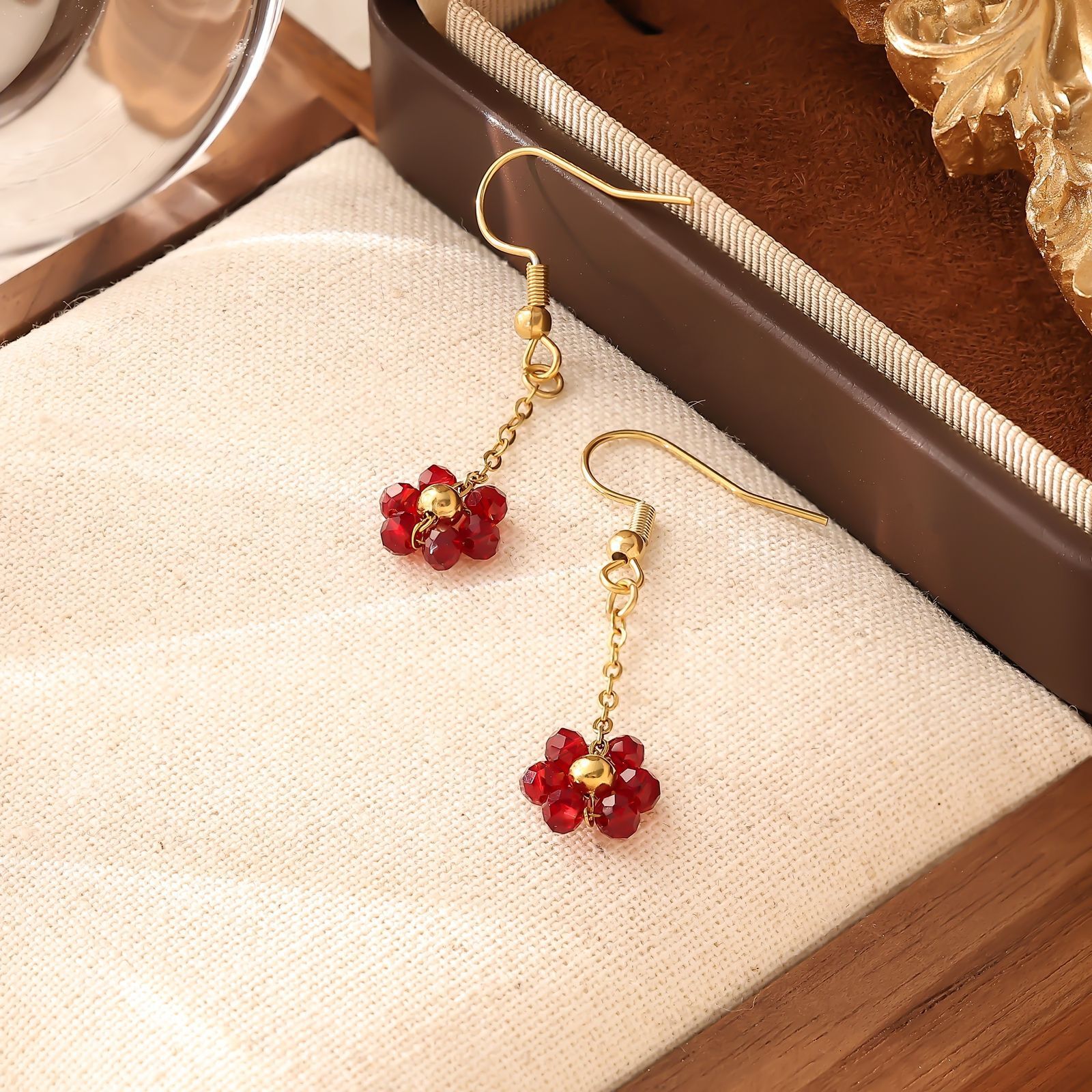 Seed Bead Flower Cat Paw Earring Set for Women Trendy Personality Heart Ear Clip Jewelry