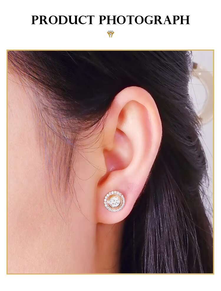 Wholesale Fine Jewelry Gift Daily Women Female 4 Four Claws Bezel 925 Sterling Silver Imitated Moissanite Diamond Stud Earring