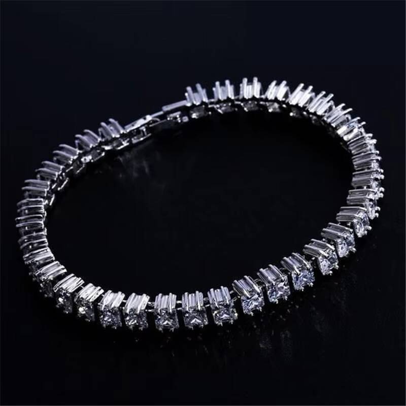 Sterling Sier Moissanite Tennis Chain Bracelet Hip-Hop Style and Large Bangle