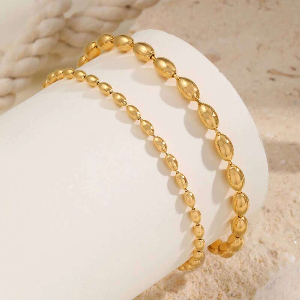 Beaed Ball Bracelet For Women, Waterproof Adjustable Link, 3Mm 5Mm Stainless Steel Stackable Gold Plated Anklet Jewelry