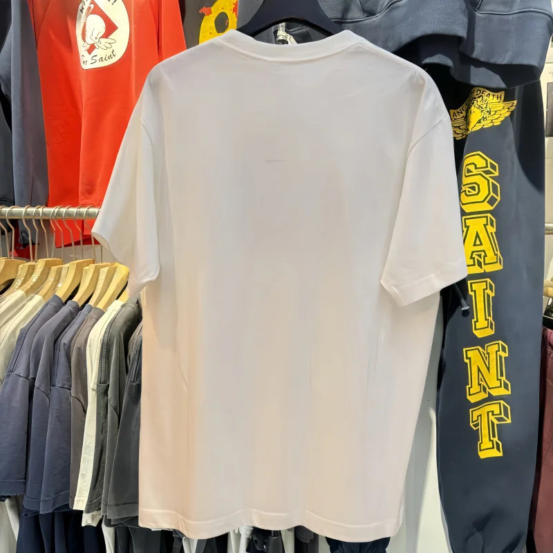 SUPER WAY White Cotton Tshirts Painted Men Women Crewneck Casual Tees T-shirts F-476# 250530