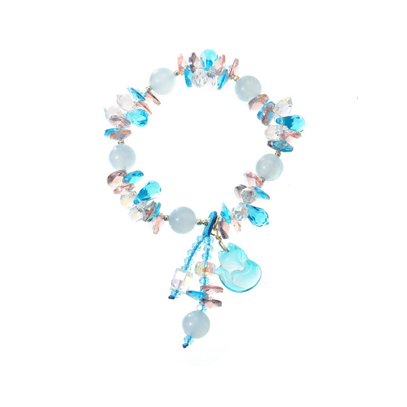 Creative Strawberry Crystal Stone Bracelet Female Japanese Korean Best Friend Fox Pendant Design Sense