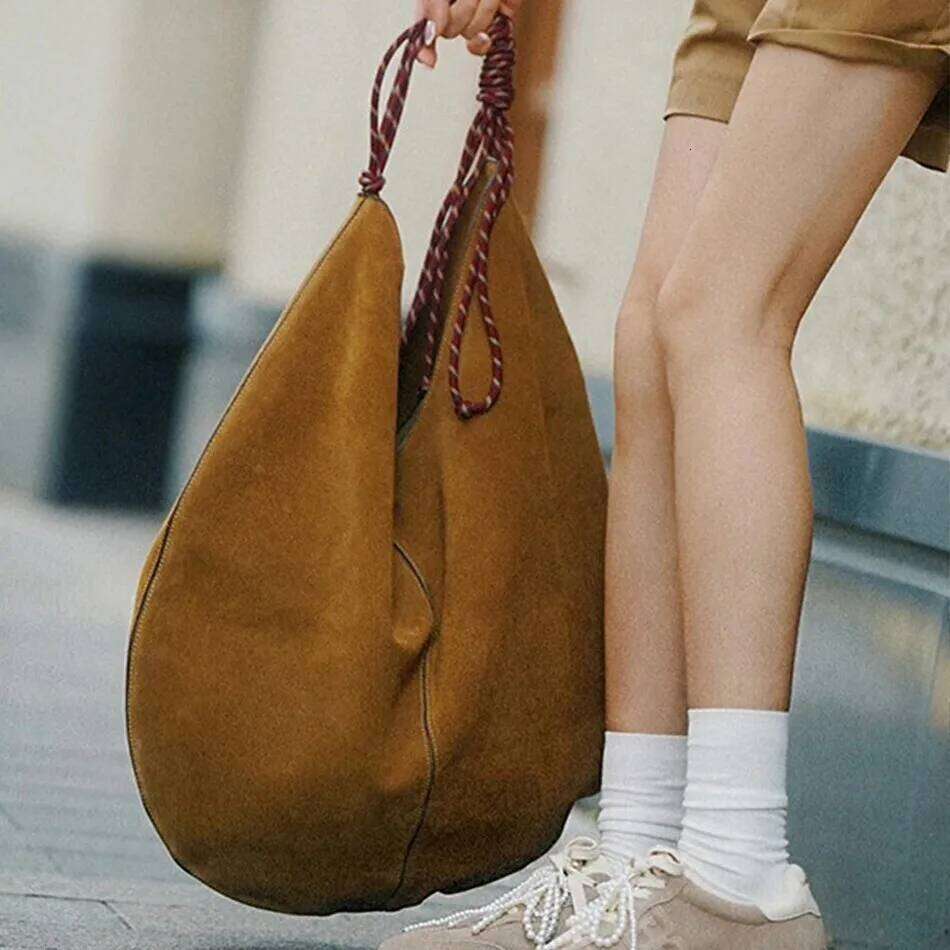 Faux Suede Large Capacity Hobos Bags For Women Designer Handbag Purse 2025 New In Casual Braided Rope Underarm Shoulder
