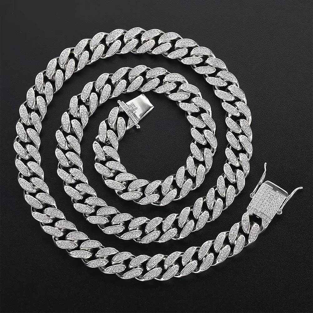 Cadena Cuba Gold Plated Iced Jewelry Miami Cuban Chain Necklace