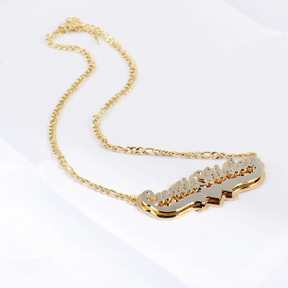 Stainless Steel Name Necklace Double Words Personalized Name with Heart Necklace Duble Color Playered Personalized Name Jewelry 250529