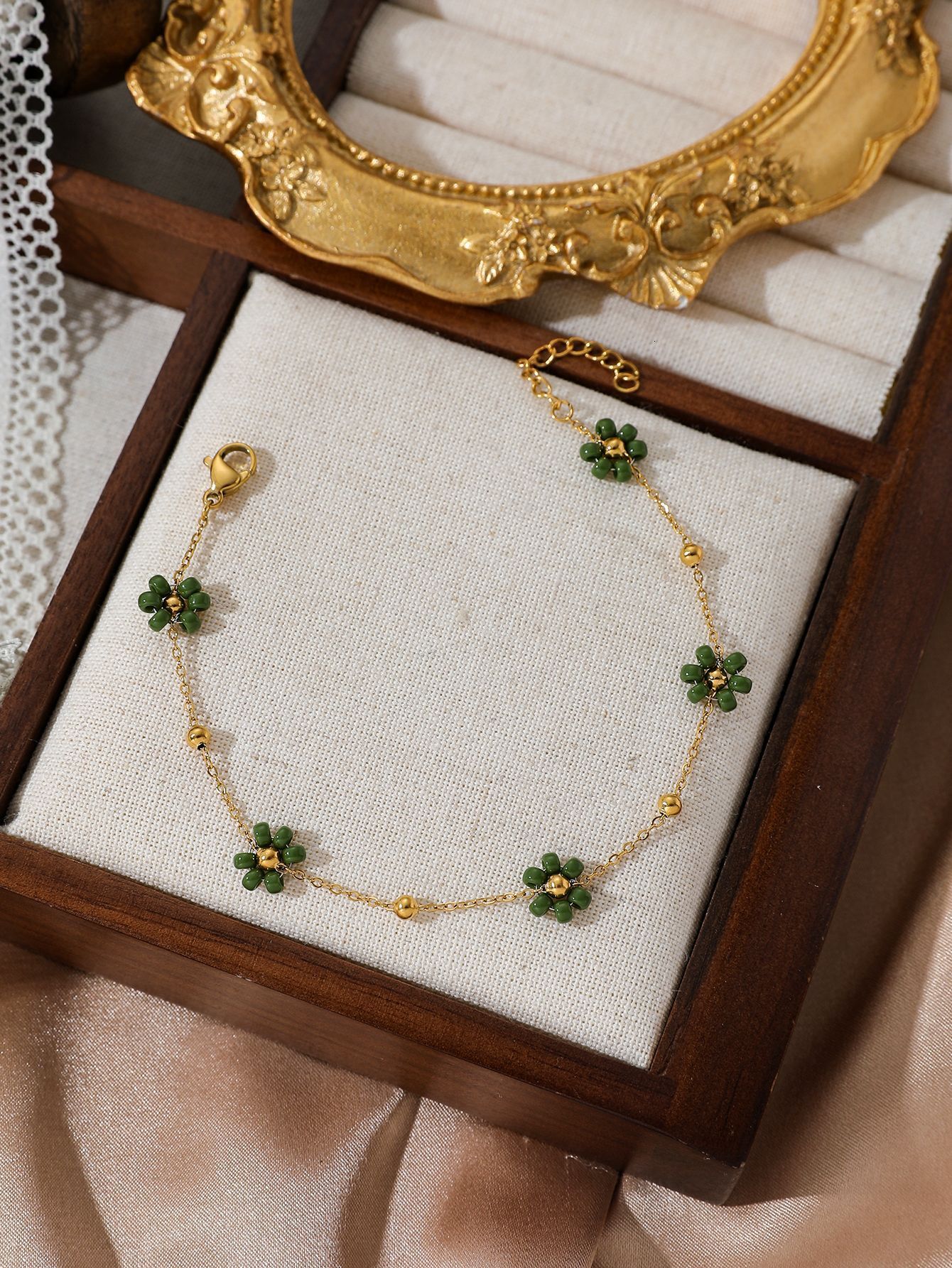 Steel Braided Multicolor Flower Bracelet Handmade Beaded Clavicle Chain Daily Versatile Necklace