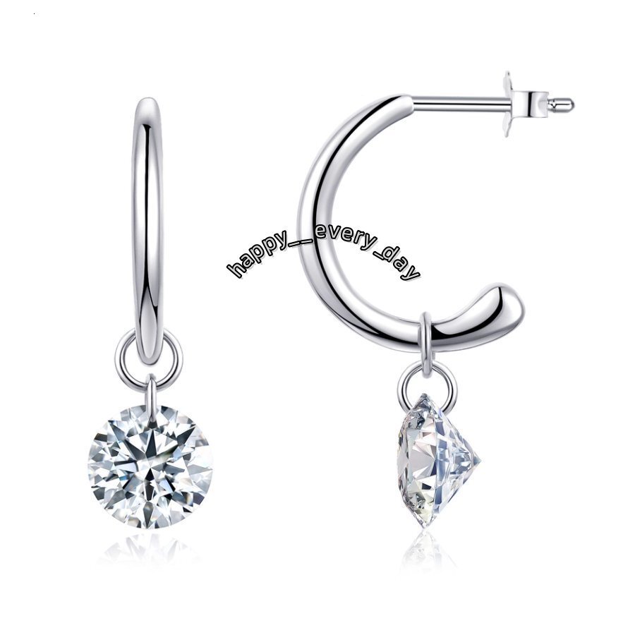 3 Carat Moissanite Earrings Hoop Style 925 Sterling Silver Platinum Plated Elegant Jewelry Women Gift Comes with GRA Certificate