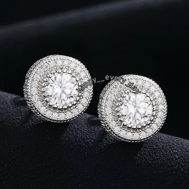 Luxury Moissanite Diamond Earrings for Women Real 925 Sterling Silver Stud Earring for Wedding