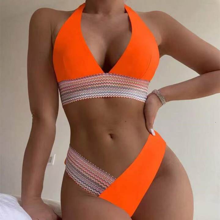 Outdoor Summer Beach Sexy Womenfree Shipping 2025 New Designer Shoes 2025 New Color Blocking Split Xingcheng Sexy Deep V Bikini Women's Swimsuit