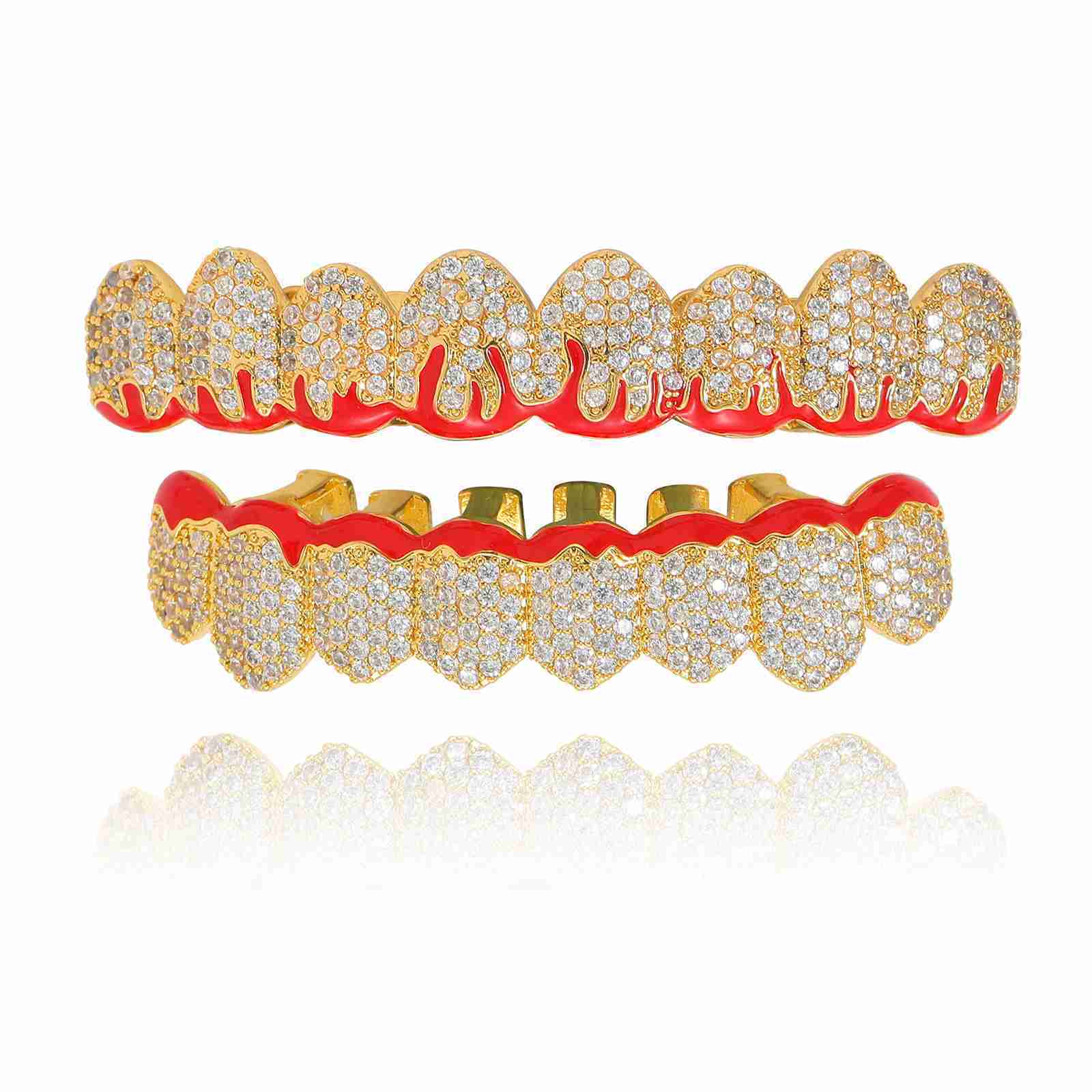 New Hip Hop Bracelet Eight Teeth Red Flame Bracelet Moissanite Personalized Halloween Dress up Accessory moissanite