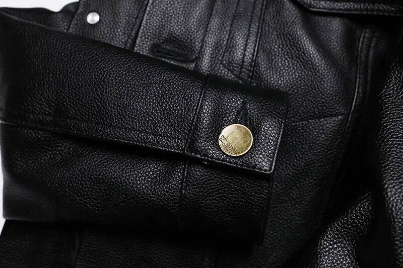 2025 New Cowboy Genuine Leather Jacket Men's Natural Cowhide Slim Short Coat Casual Style Single Breasted Fashion Clothes
