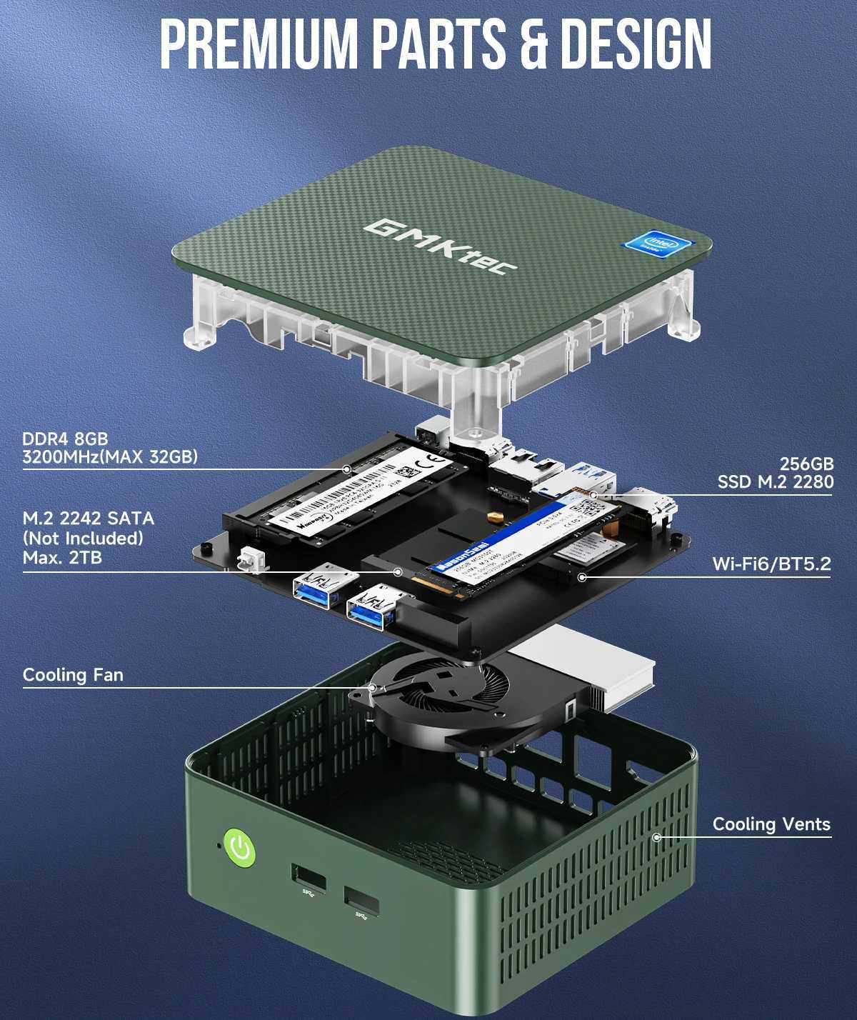 GMKtec G3 Plus Mini PC Intel N150 16GB DDR4 512GB NVMe SSD WiFi 6 BT5.2 Windows 11 Pro Dual HDMI 4K HTPC Office Gaming Computer X250602