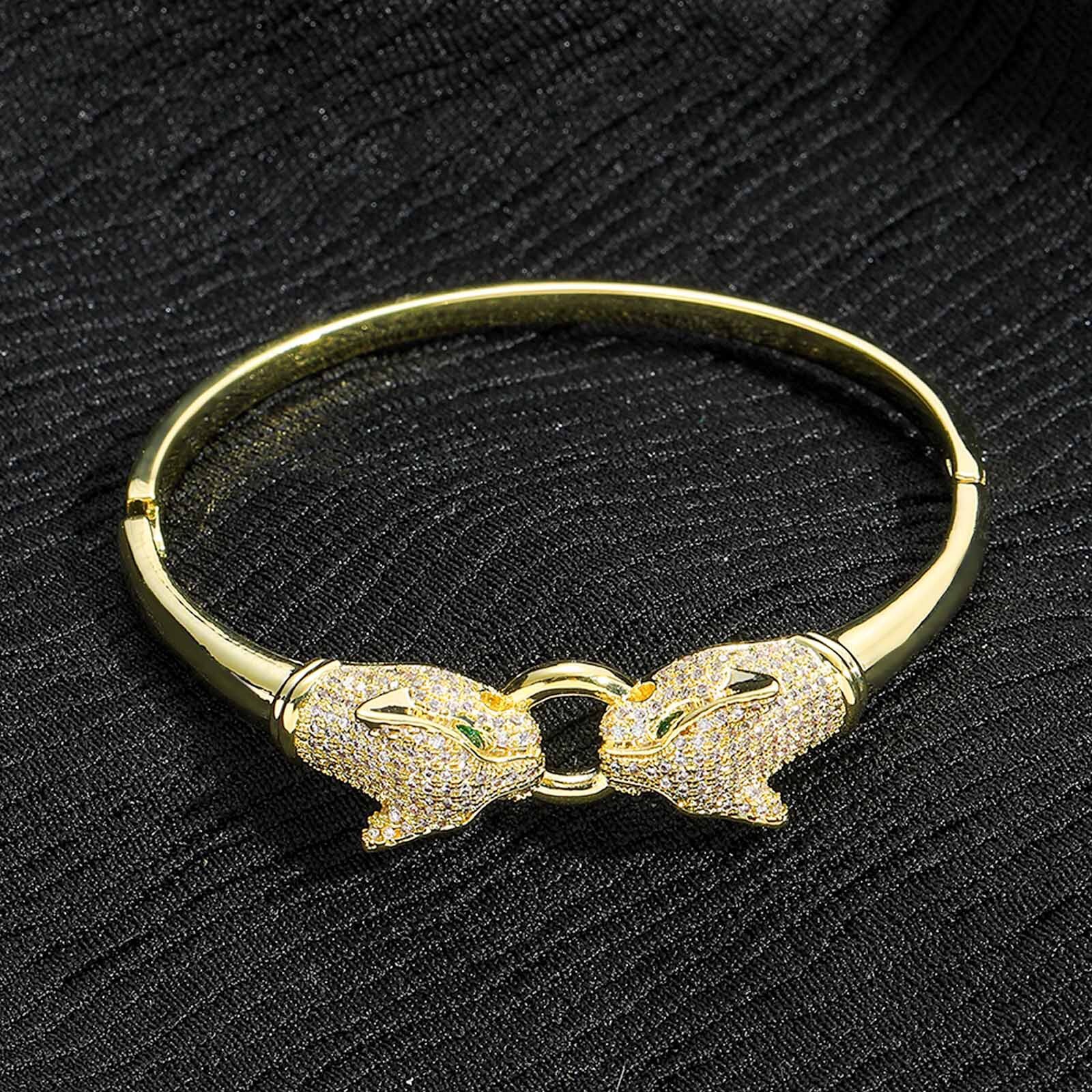New Animal Bracelet Micro Paved Moissanite Hip Hop Personality Unisex Niche Accessories Trendy Hip Hop Leopard Bracelet moissanite
