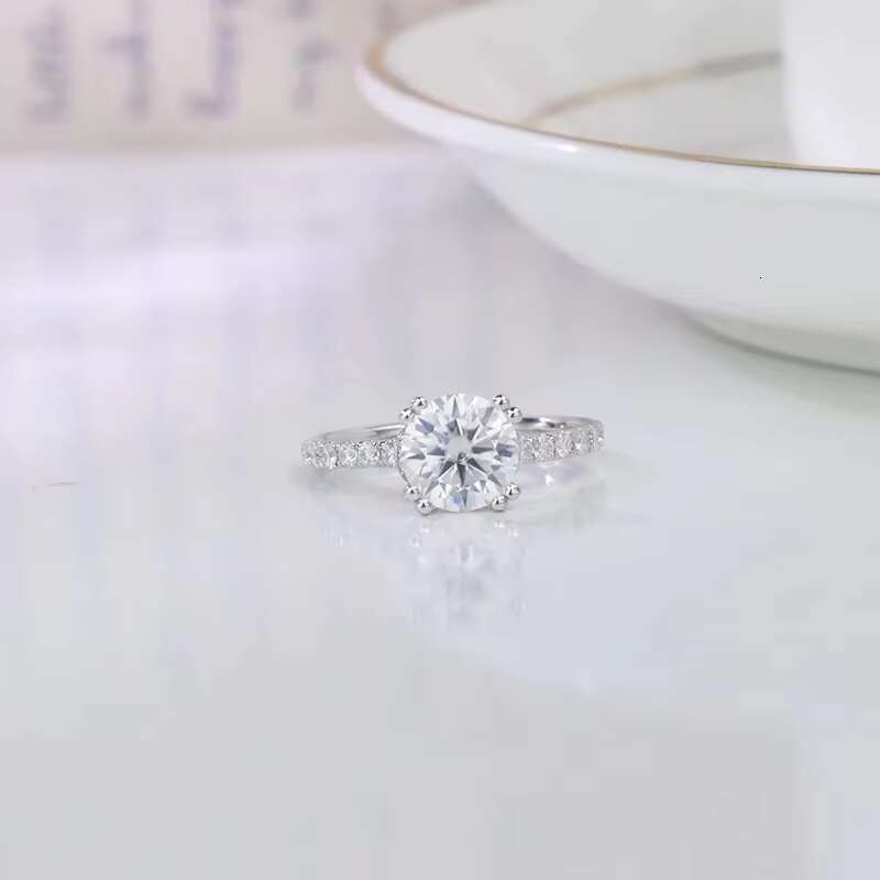 DE 1.5ct Moissanite Engagement Women Ring Fashion Moissanite Wedding Women Ring 7.5mm VVS Moissanite 925 Silver Rings