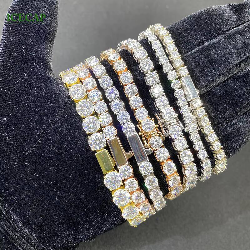 Sterling Sier Cacoxenite Tennis Chain Necklace Hiphop VVS 3mm-6mm Jewelry Bracelet